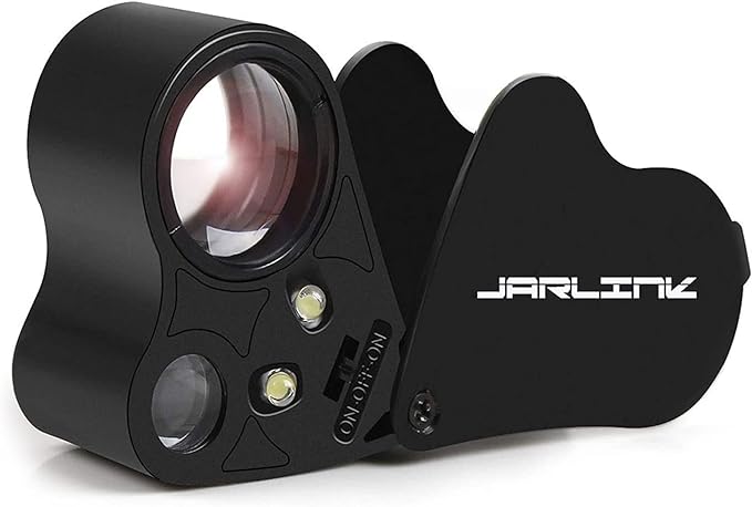 JARLINK 30X 60X Illuminated Jewelers Loupe Magnifier, Foldable Jewelry Magnifier by JARLINK
