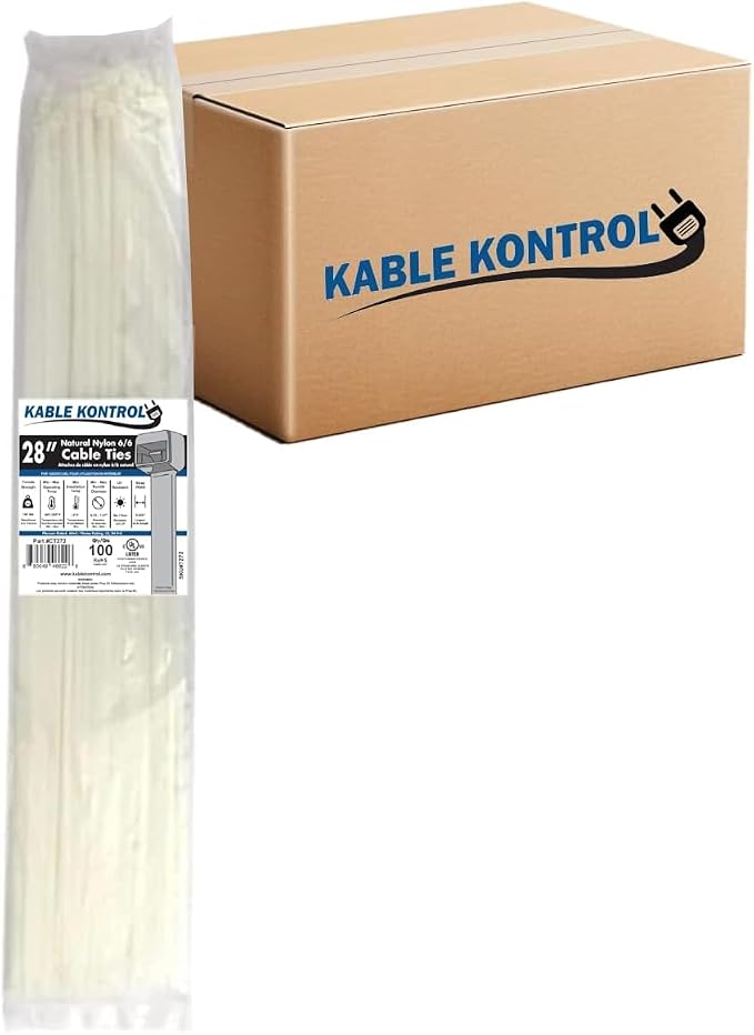 Kable Kontrol Cable Zip Ties Natural White 1, 175 Lbs Tensile Strength by KABLEKONTROL%C2%AE