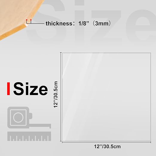 KINLINK 12x12 Plexiglass Sheets 1/8 inch Thick, 3mm Clear Cast Acrylic Sheet - Image 2