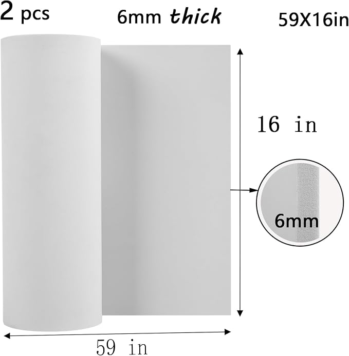 AMZQNART 2Pcs EVA Foam 6mm, Cosplay Foam 16x59 inch White, High Density 90 kg/m³ - Image 2