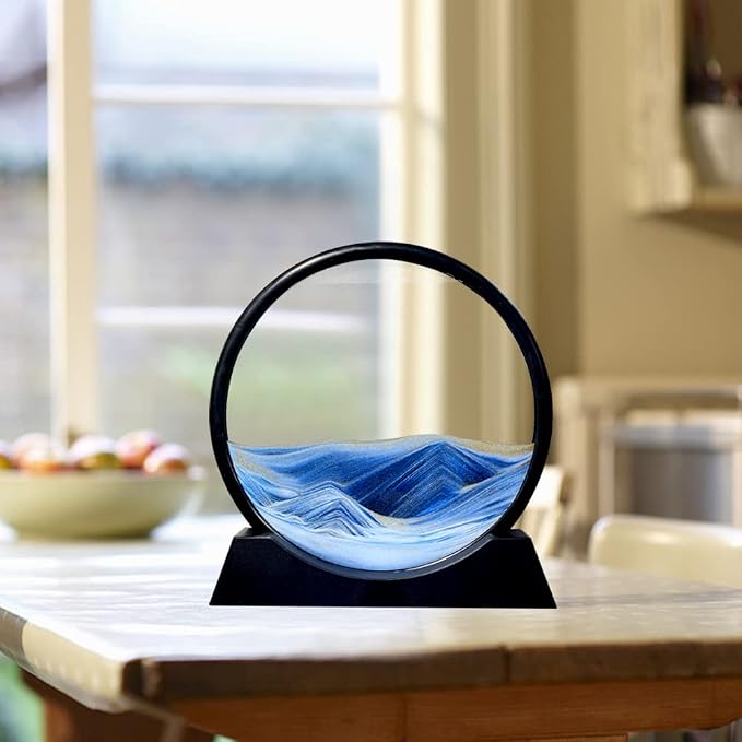 Aoderun Moving Sand Art Picture Round Glass 3D Deep Sea Sandscape in Motion - Image 3
