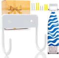 Ironing Board Holder Wall Mount, 5-Inch Wall Mount Ironing Board Hanger, Metal Holder for Laundry Room, Space-Saving & Easy Install,White