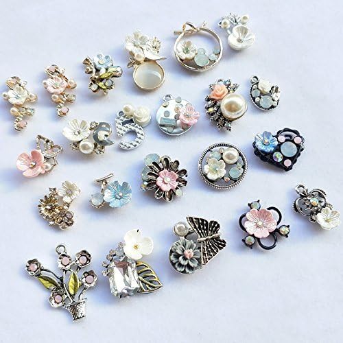 Chenkou Craft Random 20pcs Wholesale Lots Mix Alloy Resin Rhinestone Flowers - Image 2