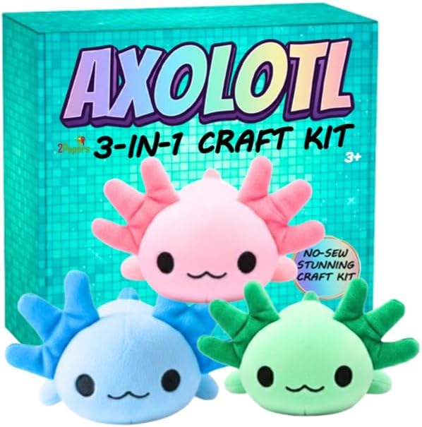 3-in-1 DIY Axolotl Plush Toys Arts and Crafts Kit by 2Pepers