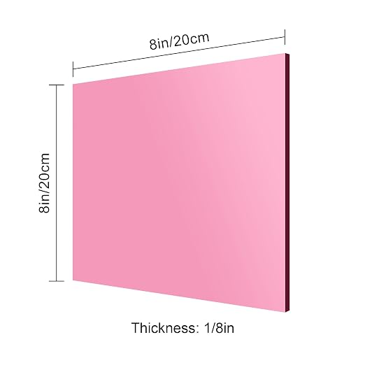 8x8 Inches Pink Mirror Acrylic Sheet – 2 Pcs Reflective Acrylic Panel - Image 2
