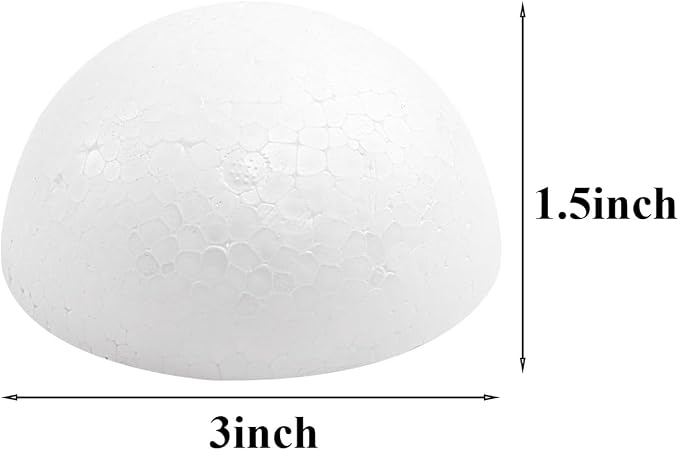 Crafjie 10PCS 3 Inchs Half Foam Balls White Half Round Polystyrene Foam Balls - Image 2