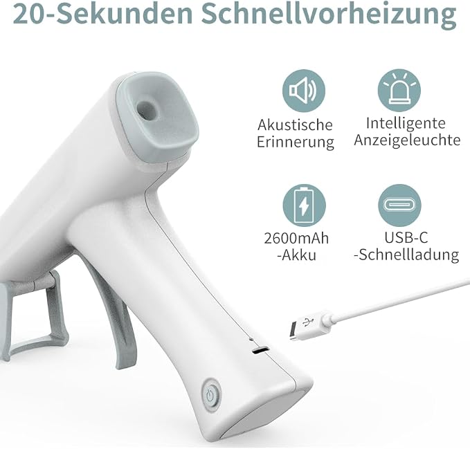 Cordless Hot Glue Gun, Fast Preheat, 2.6Ah Rechargeable Battery, Smart Auto - Image 3