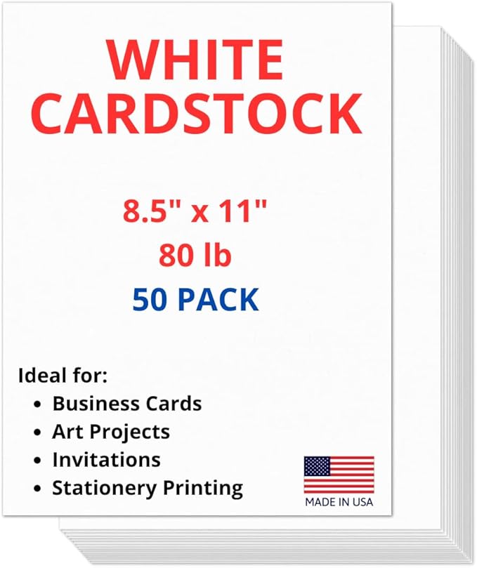 50 Sheets of Heavyweight White Cardstock Ideal by CraniumPress