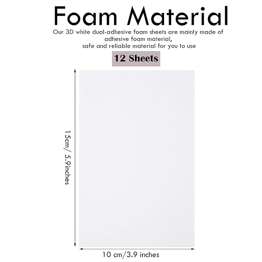 Outus 12 Sheets Self Adhesive Foam Sheets Craft 6 x 4 Inch White Double Sided - Image 2