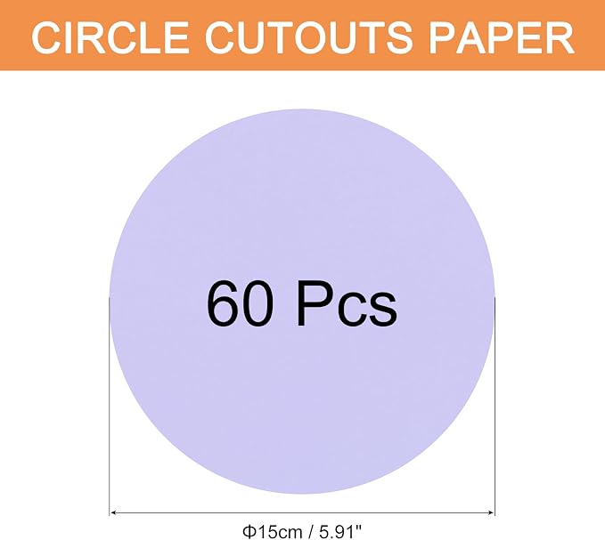 MECCANIXITY 60 PCS Light Purple Circle Cutouts Paper, 6 Inch Round Cutouts - Image 2