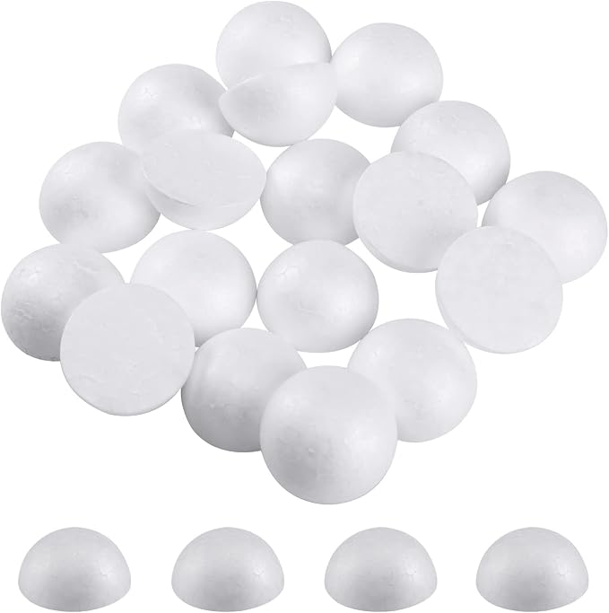 Crafjie 22PCS 2 Inchs White Foam Balls Half Round Polystyrene Half Foam Balls - Image 2