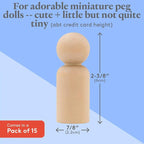 Wood Peg Dolls, 2-3/8 Inch Dad Shape Wooden Peg People, Strong Birch Wood - Image 4