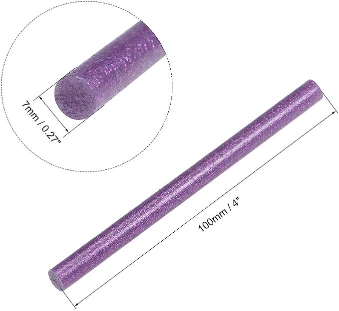 uxcell Mini Hot Glue Sticks for Glue Gun 0.27-inch x 4-inch Purple Glitter 10pcs - Image 2