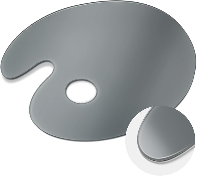 Nuanchu 10 x 14 Inch Handy Oval Neutral Grey Tempered Glass Palette by Nuanchu