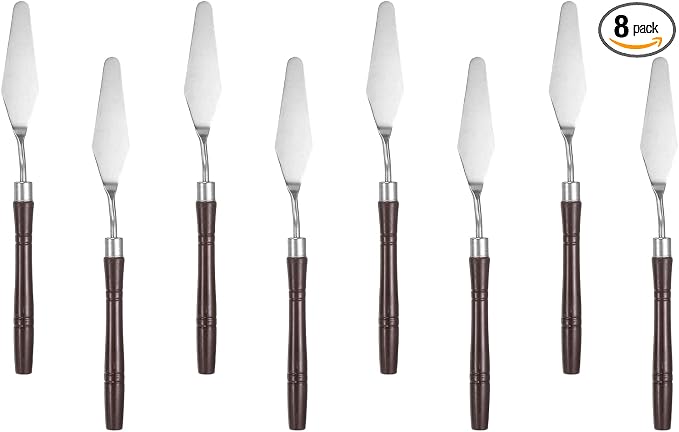 HARFINGTON 8pcs Palette Knife Painting Tool 7.68" Pointed Stainless Steel Blade by HARFINGTON