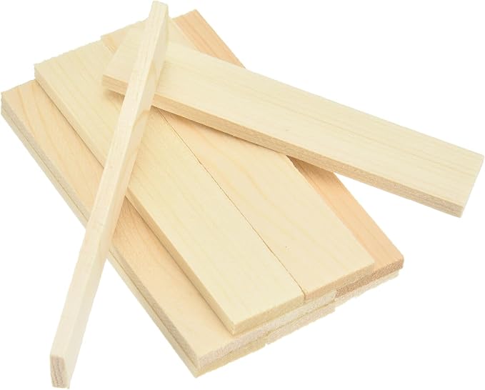 MECCANIXITY 10Pcs Wood Strips Slats, 5/32" x 7/8" x 4" Thin Wood Sticks Flat by MECCANIXITY