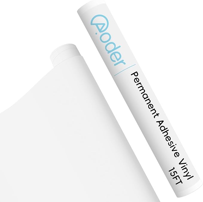 Aoder Permanent Adhesive Vinyl Roll 12" × 15FT, Matte White | Sticker Vinyl by AoderDTFTransferFilm