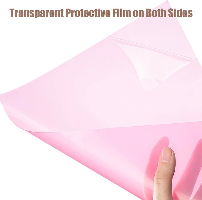 10-Pack A4 Colored PVC Flexible Plastic Sheets, 0.3mm Pink Transparent Film - Image 3