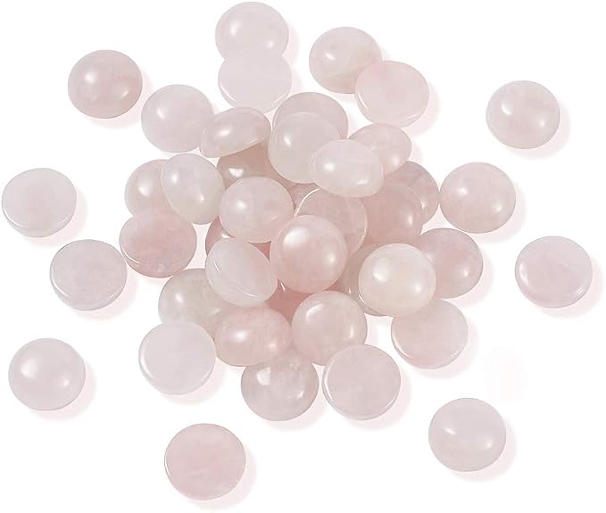 FASHEWELRY 50Pcs Natural Rose Quartz Cabochons Flat Back Gemstone Cabochons - Image 2