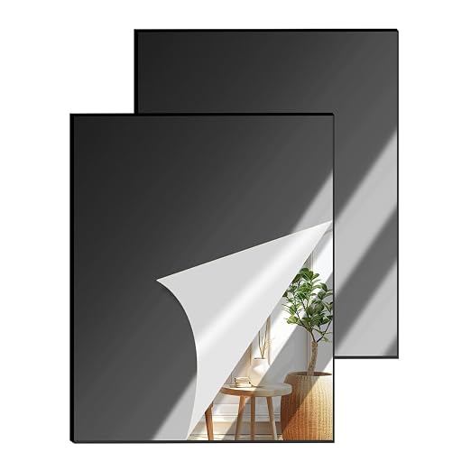 2 Pcs 12 x16 Inch Black Acrylic Mirror Sheet, 1/8 Inch Thick Opaque Glossy by CEUQIESO