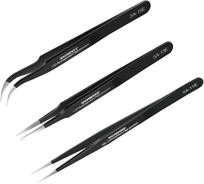 TOWOT 3 PCS Precision Tweezers Set, Premium Anti-static Stainless Steel by TOWOTPrecisionTool
