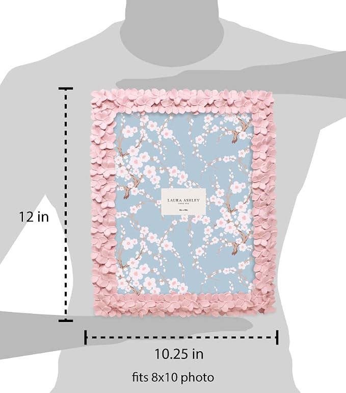 Laura Ashley 8x10 Pink Flower Textured Hand-Crafted Resin Picture Frame - Image 4