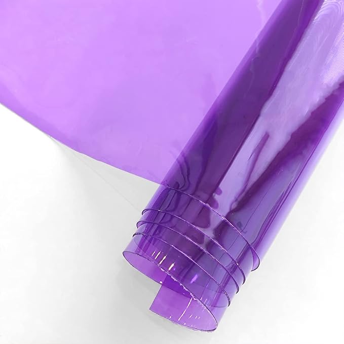 HYANG Purple Transparent PVC Super Clear Holographic Vinyl Faux Leather Sheets by HYANGHAVEPUPVCALLLEATHER