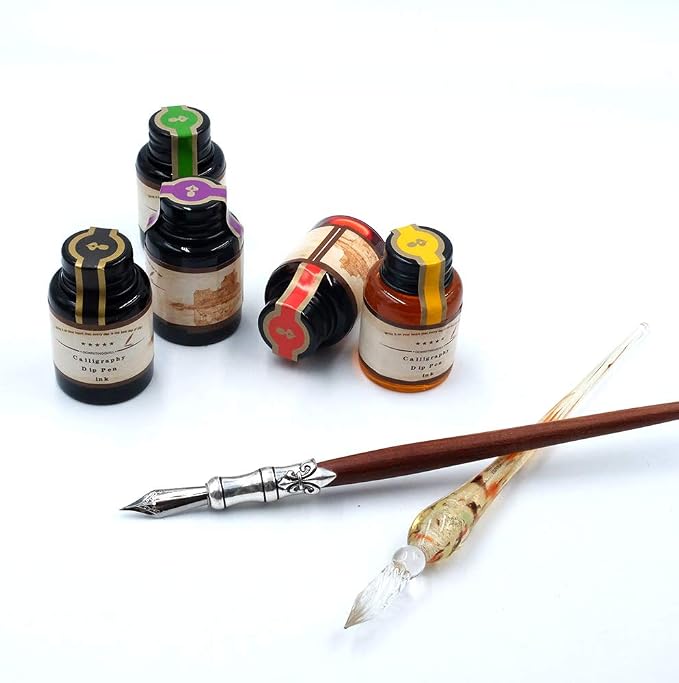 MU-02 Calligraphy Pen Set, Glass Dip Pen and Handcrafted Wooden Dip Pen Gift Set - Image 7