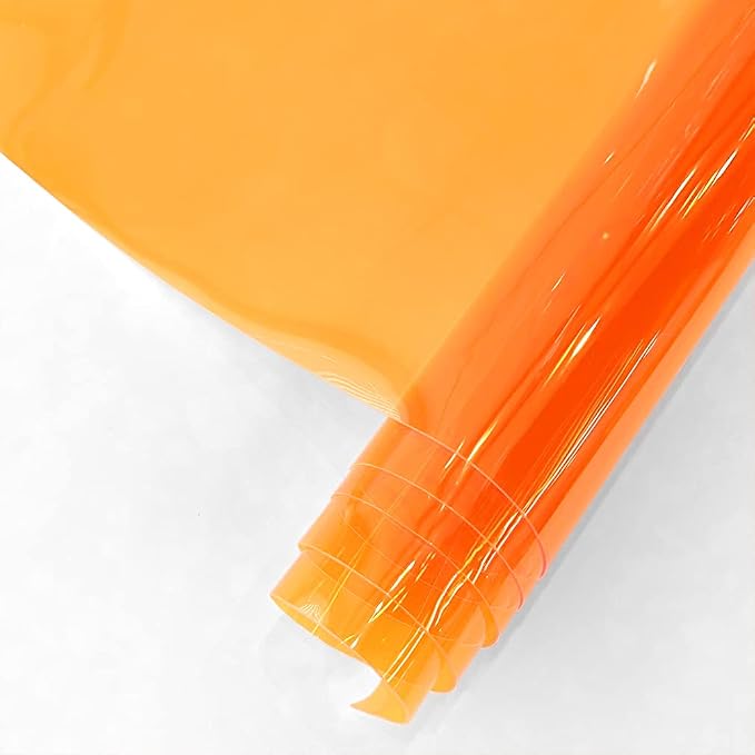 HYANG Orange Transparent PVC Super Clear Holographic Vinyl Faux Leather Sheets by HYANGHAVEPUPVCALLLEATHER