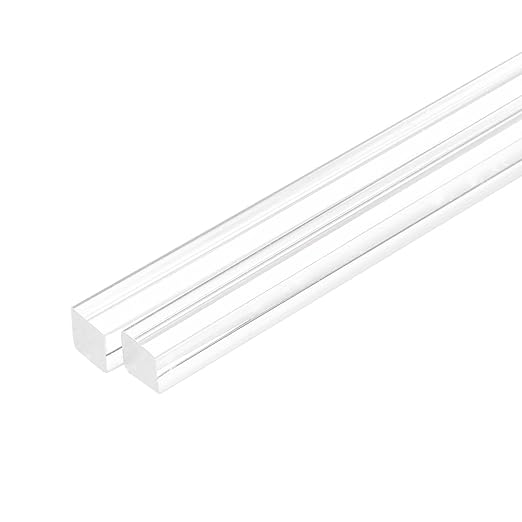 MECCANIXITY 2pcs Acrylic Square Rods 11/16" x 12" Clear Acrylic Dowel Rods by MECCANIXITY