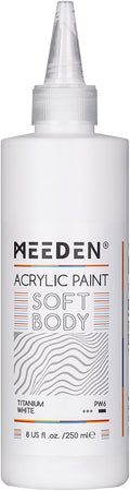 MEEDEN Titanium White Acrylic Paint: Matte Finish 250ml/8.45oz Soft Body Bulk by MEEDEN