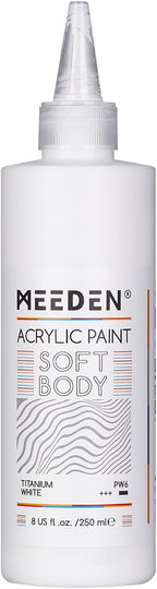 MEEDEN Titanium White Acrylic Paint: Matte Finish 250ml/8.45oz Soft Body Bulk by MEEDEN