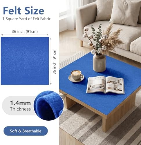 Royal Blue Felt Fabric 36'' X 36'', 1.4mm Large Felt Sheets Soft Durable Crafts - Image 2