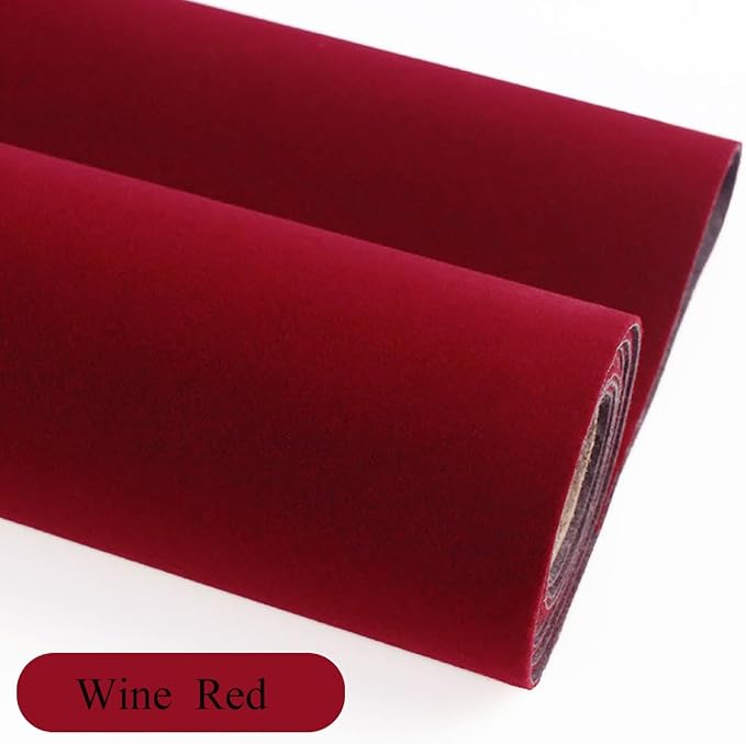 Wine Red Self Adhesive Soft Velvet Drawer Liner DIY Fabric Felt Liner - Image 2