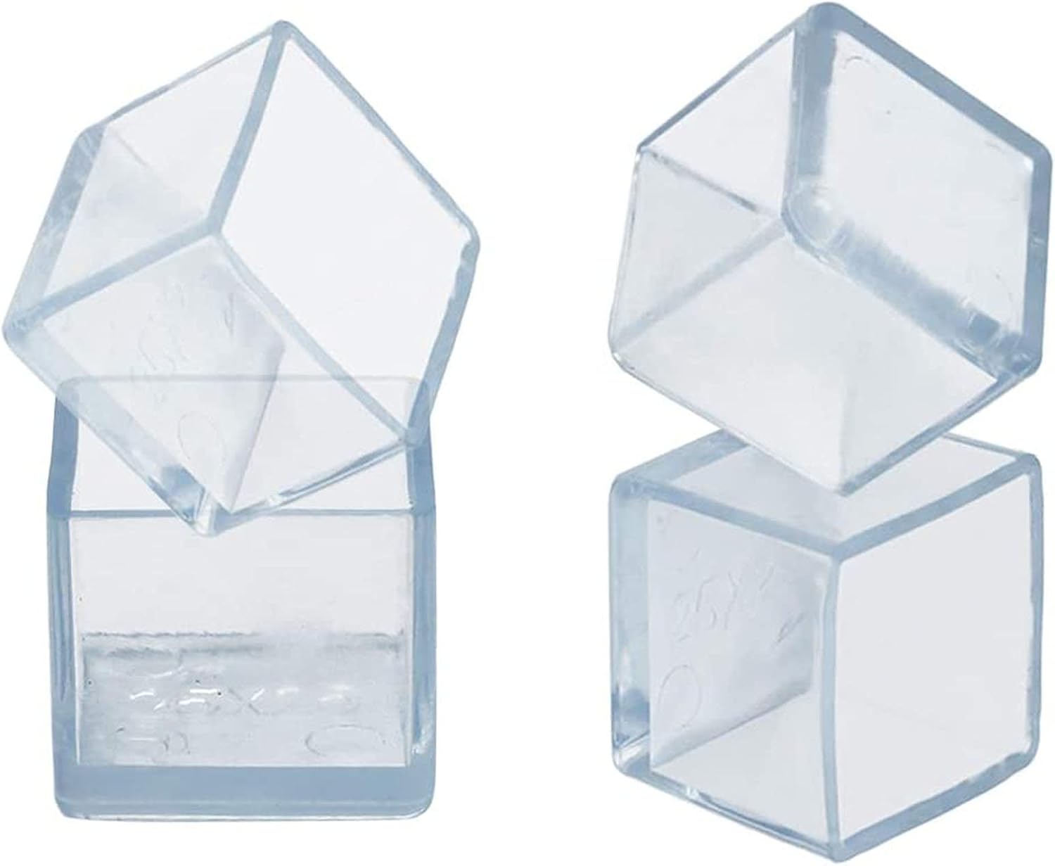 Still Awake 16 Pcs Transparent Square PVC Rubber Leg Tips Furniture Floor Protectors Chair Table Bar Stool Leg Covers Cube Feet 1 Inch x 1 Inch (25 x 25mm)