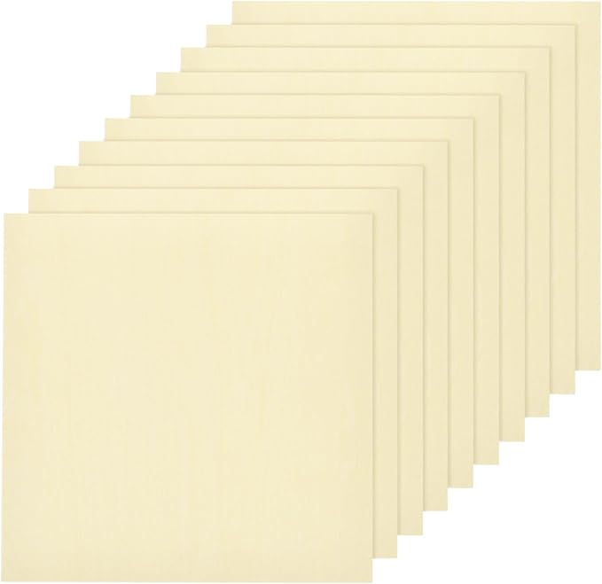MECCANIXITY 10pcs Basswood Sheet 4 x 4 x 1/8 Inch Unfinished Wood Boards Plywood by MECCANIXITY