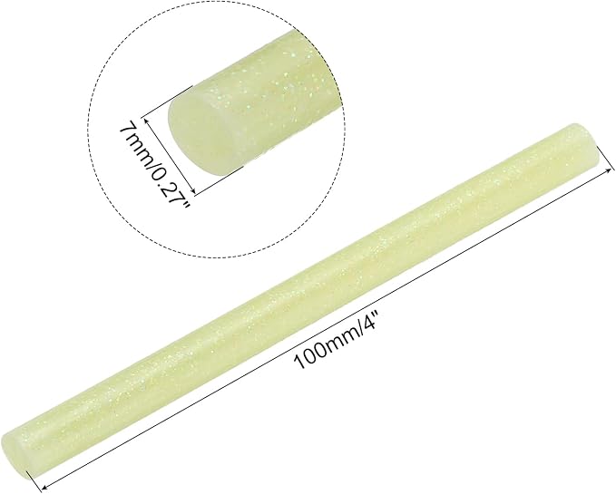 uxcell Mini Hot Glue Sticks for Glue Gun 7mm x 100mm Glitter Yellow 12pcs - Image 2