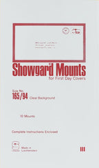 Stamp Mounts Clear Background Precut Size 165/94 First Day Cover 10 Mounts by Showgard