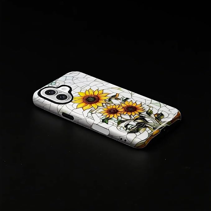 ZHEGAILIAN Case for iPhone 16, Sunflower Faux Stained Glass Effect Durable - Image 2