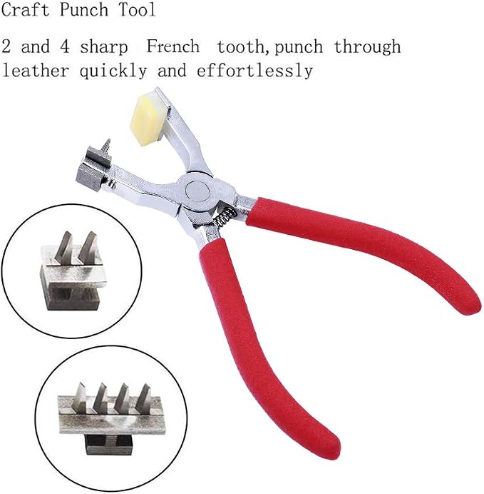 Stitching Hole Punch BUTUZE, 4mm Silent Leather Hand Pliers（French 4 Teeth and - Image 2