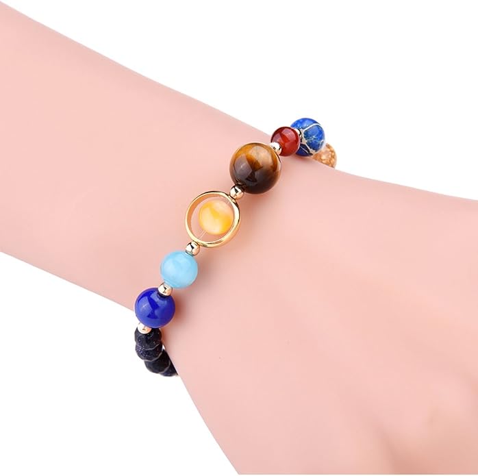 Women Stone Bead Charm Bracelet Universe Galaxy the Eight Planets Nine Planets - Image 4