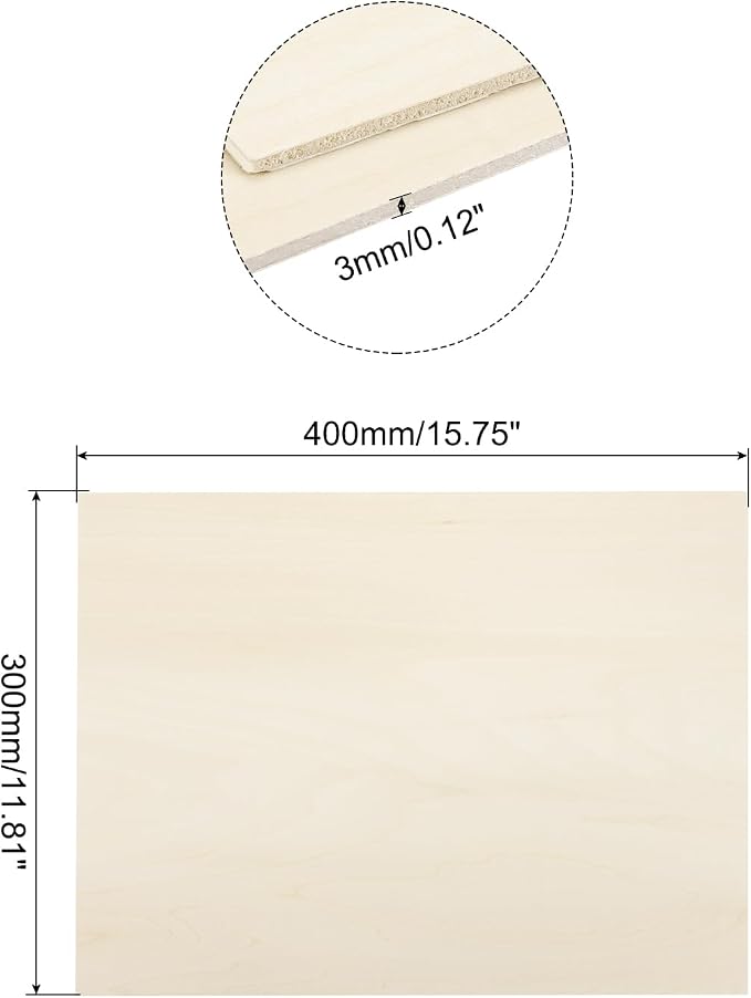 MECCANIXITY 3pcs Basswood Sheets 12 x 16 x 1/8 Inch Unfinished Wood Boards - Image 2