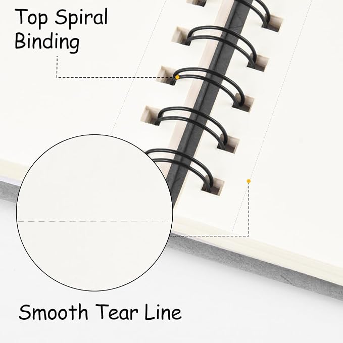 8.3x5.8 Sketch Book, Top Spiral Bound Sketch Pad, 60sheets 92lb/150gsm Nature - Image 4