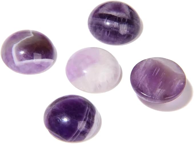 20pcs 8mm Natural Stone No Hole Amethyst Semicircle Smooth Cabochons Beads by 2TTFishoo