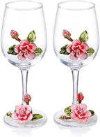 Simcat Handmade Painted Enamel Flower Glass Wine Glasses Transparent Refined - Image 2