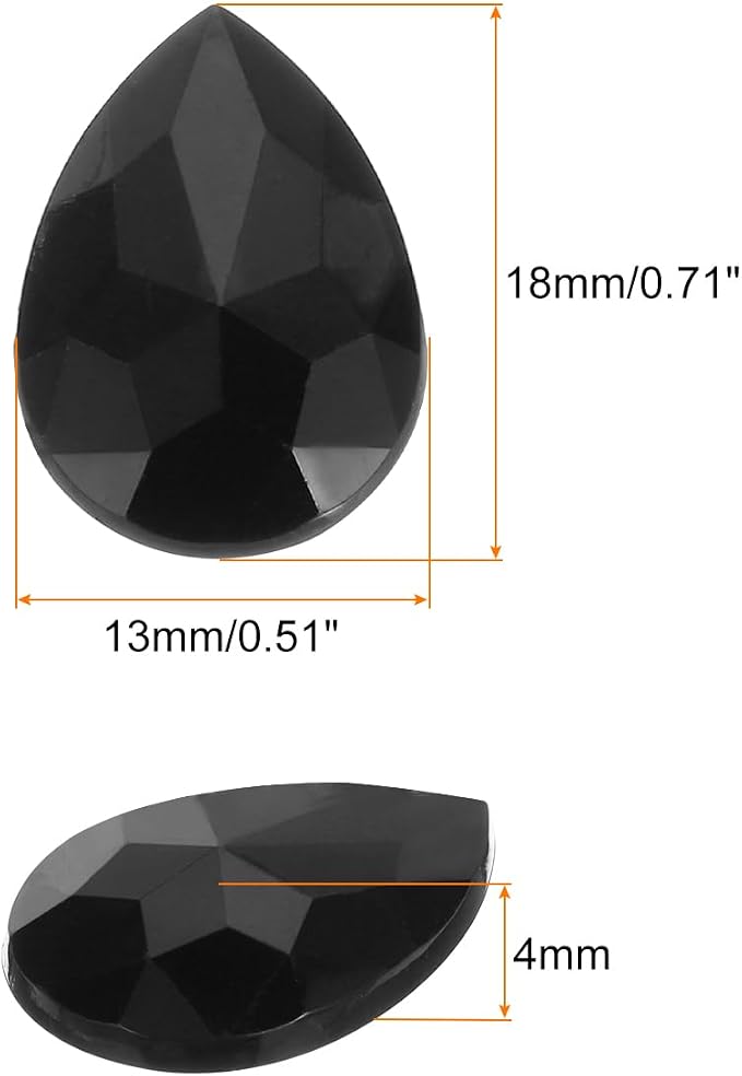 MECCANIXITY 50PCS Flat Back Acrylic Teardrop Gems 13x18mm Artificial Rhinestones - Image 2