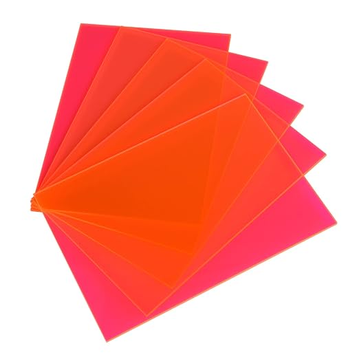 5 Pack Acrylic Sheet Pink Fluorescent Colored Translucent Sheets Easy to Cut by Custign