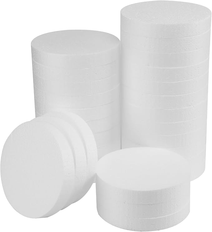 FFchuanhe 28 Pack Crafts Foam Circles, Polystyrene Round Foam Discs by FFchuanhe
