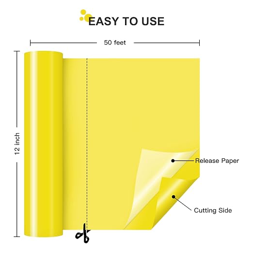 HTVRONT Yellow Permanent Vinyl Roll - Image 4