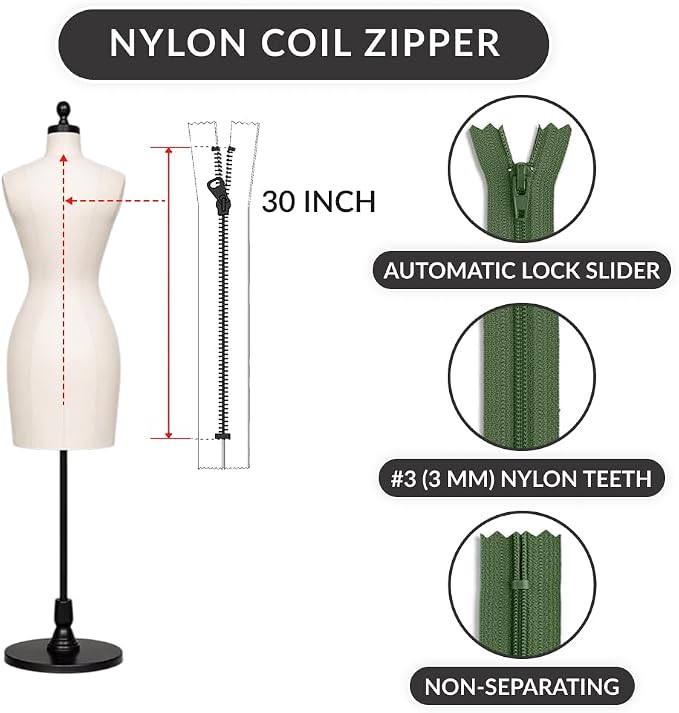 30 inch #3 Non-Separating Nylon Coil Zipper - Image 2